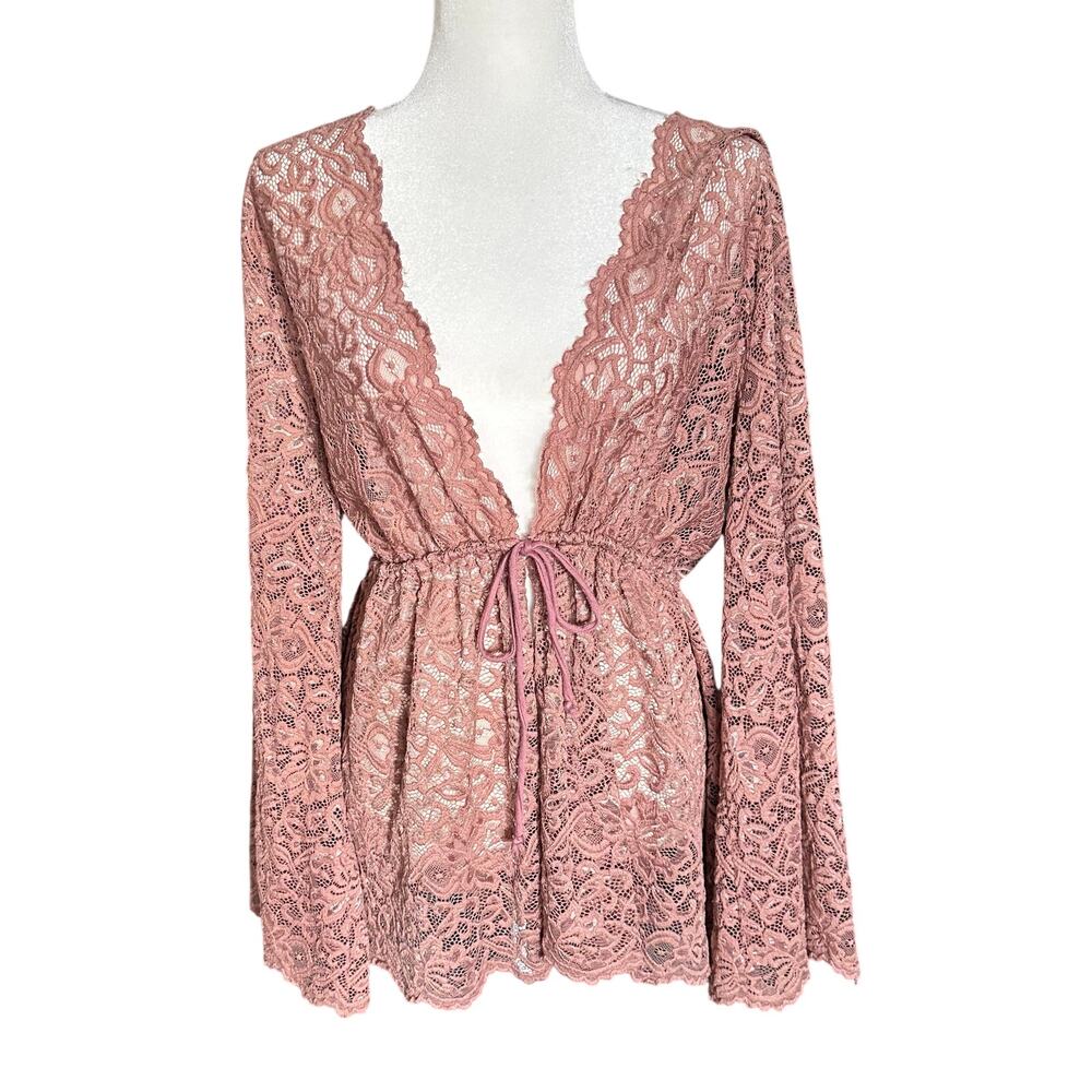 Lace mauve pink babydoll cardigan sz 2x